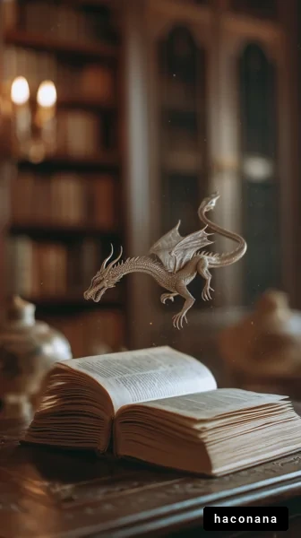 図書館に浮かぶドラゴン