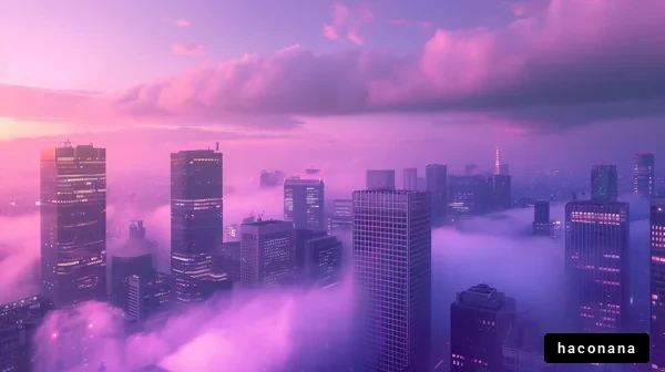霧に包まれた都市の景色