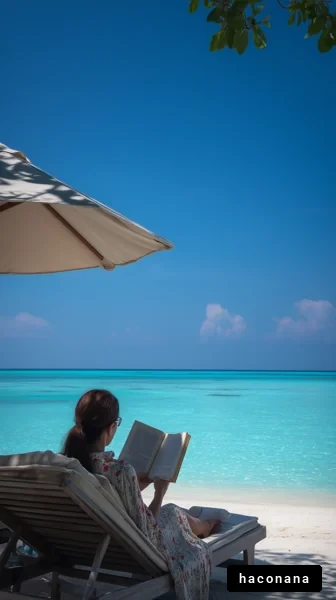 ビーチで読書を楽しむ