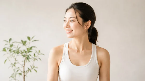 ヨガウェアの笑顔の女性
