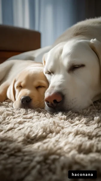 親子の犬が眠る様子