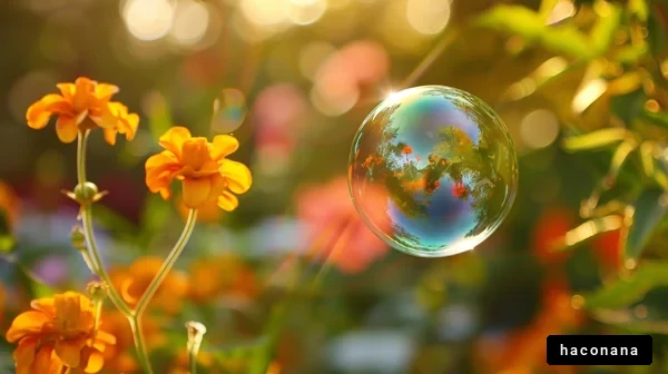 色とりどりの花と気泡