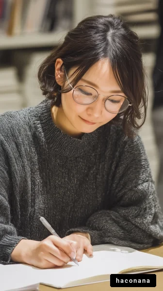 勉強に集中する女性