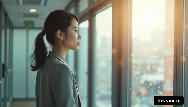 窓の外を見つめる女性