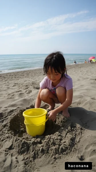 海辺で遊ぶ子供