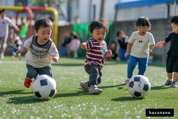 幼児がサッカーを楽しむ風景