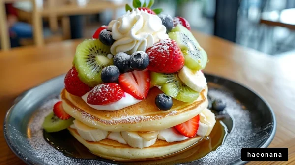 フルーツとパンケーキの盛り合わせ
