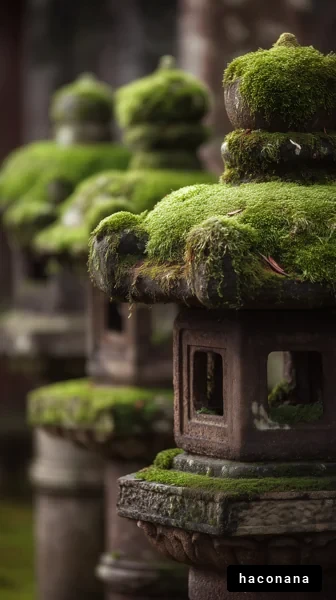 苔むした石灯籠の風景