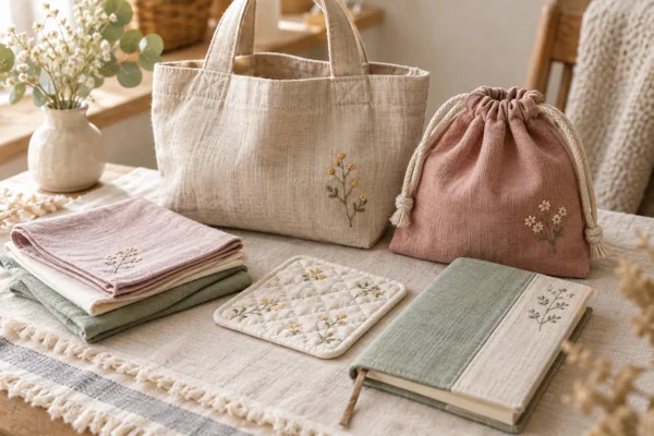 花刺繍のリネン雑貨セット