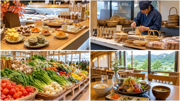 和食レストランのビュッフェと料理