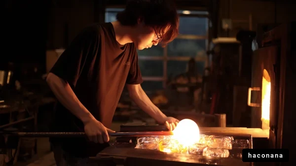 ガラス職人の作業風景