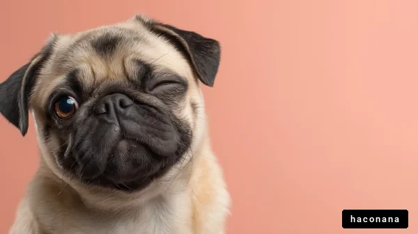 ウィンクするパグの犬