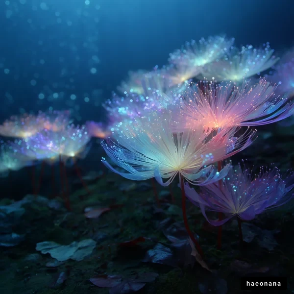 幻想的な光る花々