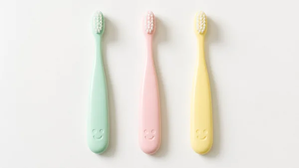カラフルな子ども用歯ブラシ3本