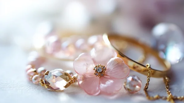 ピンクの花モチーフアクセサリー