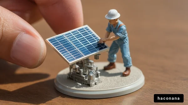 太陽光パネルを設置する作業者