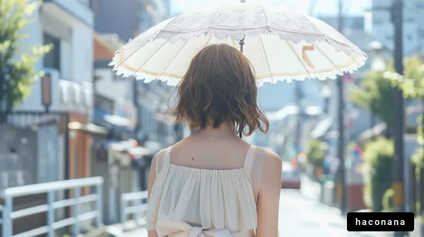 日差しの中の女性