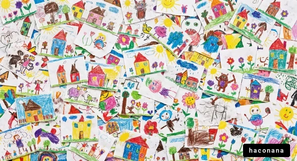 子供のカラフルな絵画作品