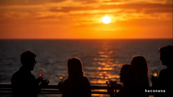 夕日を見ながらの乾杯