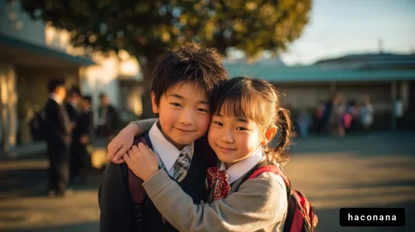 学校の帰り道に仲良し