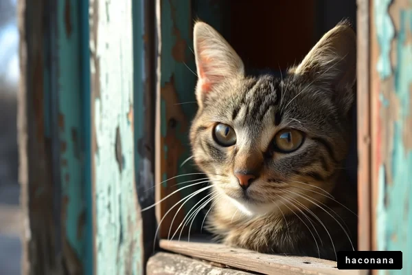 窓辺にいる猫の表情