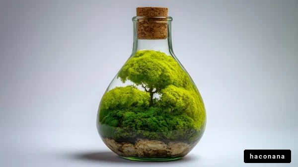 ガラス瓶の中の緑の森