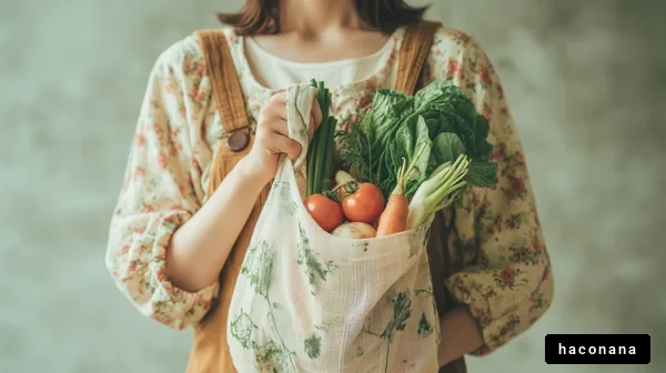 新鮮野菜を持つ女性