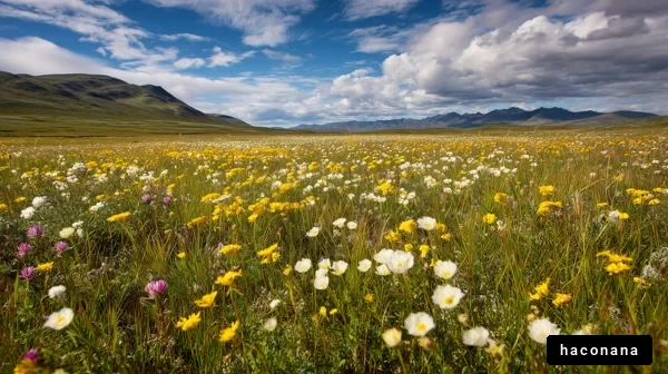色とりどりの花が広がる風景
