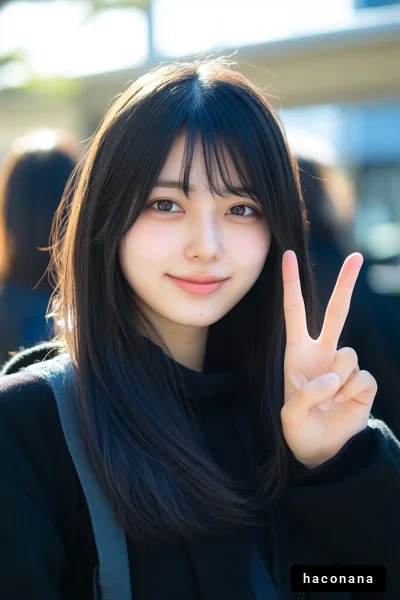 笑顔の若い女性