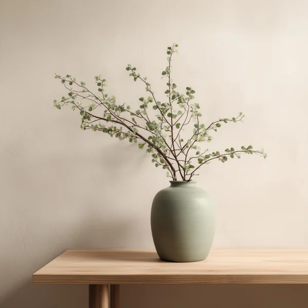 陶器の花瓶と枝のインテリア