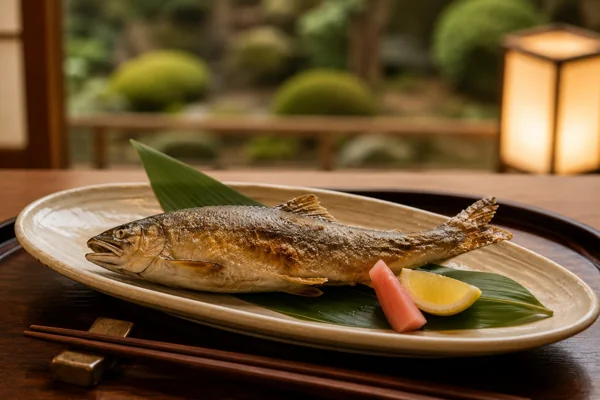 塩焼きの川魚料理・和食膳