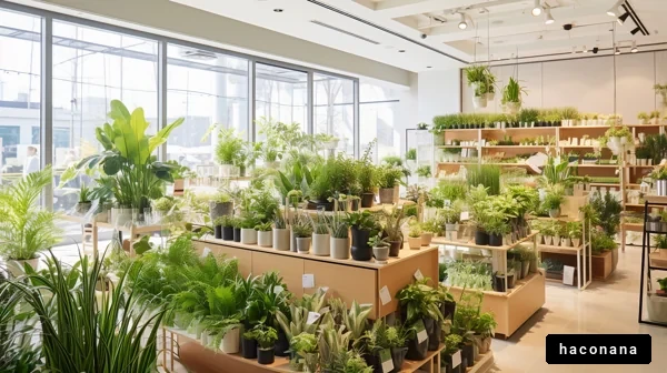 緑豊かな植物の店内