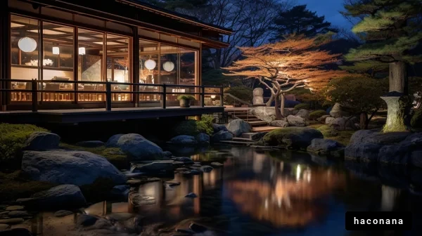 夜の日本庭園の美しさ
