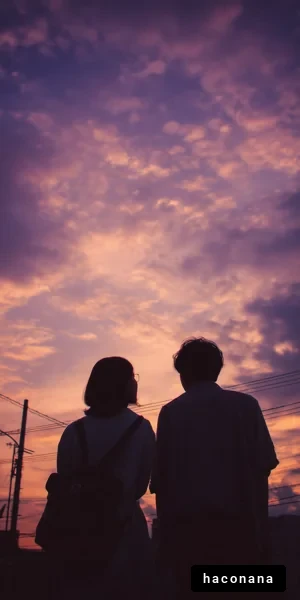 夕焼けを眺める二人