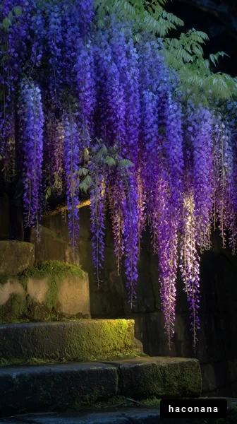 美しい藤の花と階段