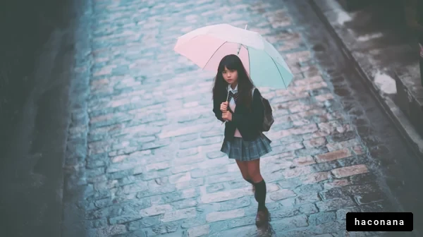 雨の中の少女