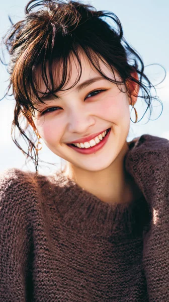 笑顔が輝く若い女性のポートレート