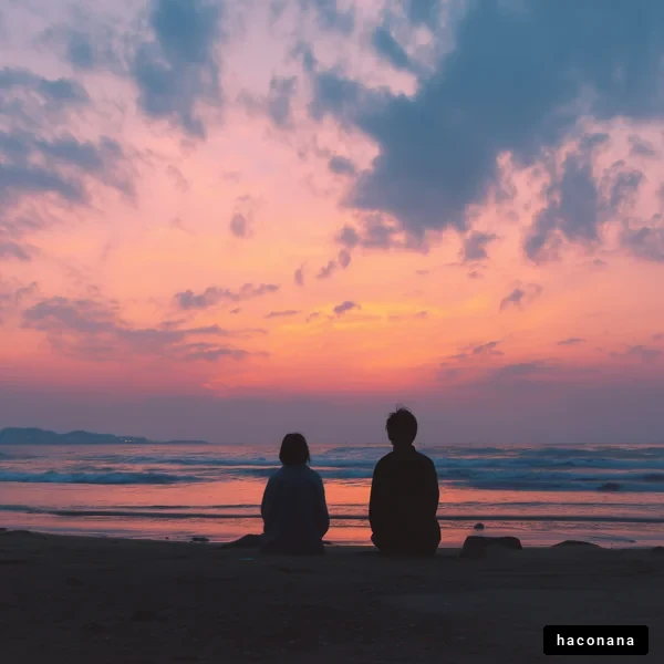 夕焼けを眺める二人