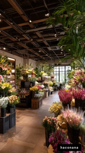 色とりどりの花の店内
