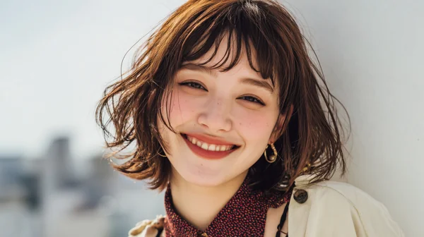 笑顔の若い女性ポートレート