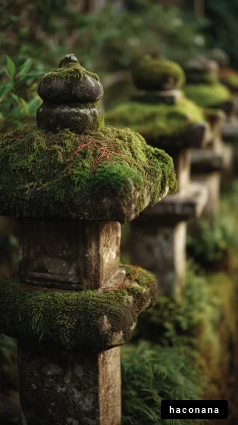 苔むした石灯籠の風景