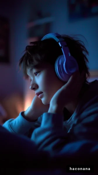 夜に音楽を楽しむ若者