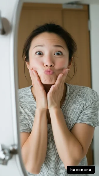 鏡を見ながらの表情