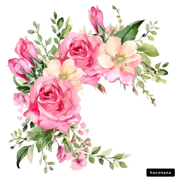 ピンク色の花の水彩画 ピンク色の花の水彩画