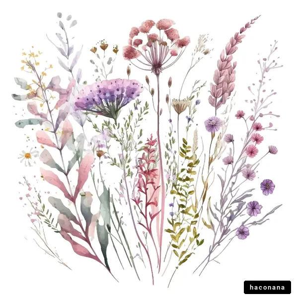 華やかな草花の装飾用水彩イラスト 華やかな草花の装飾用水彩イラスト