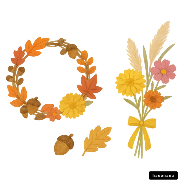 秋の花とリース 秋の花とリース