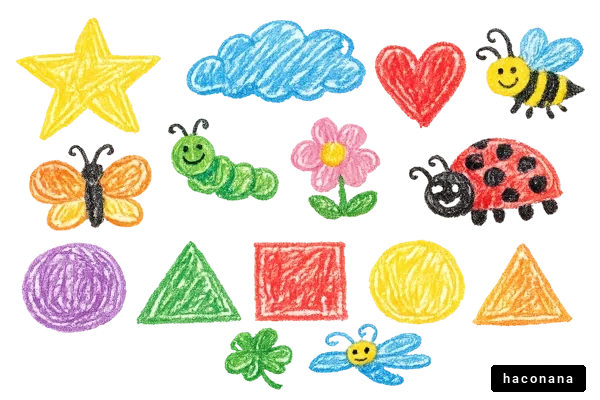 カラフルなクレヨンイラスト