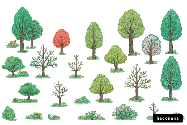 多様な樹木のイラスト集
