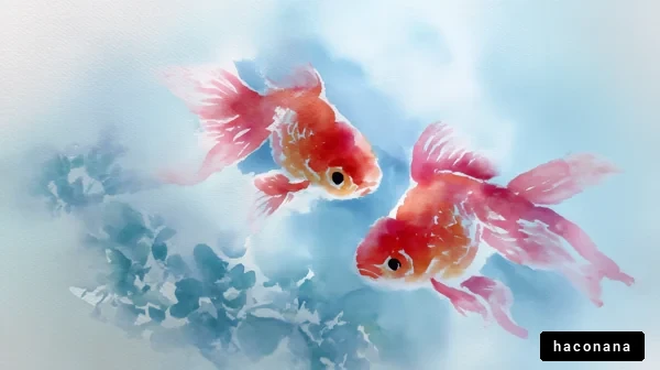 美しい金魚の水彩画 美しい金魚の水彩画