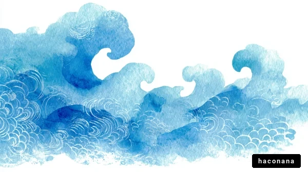 水彩で描かれた波